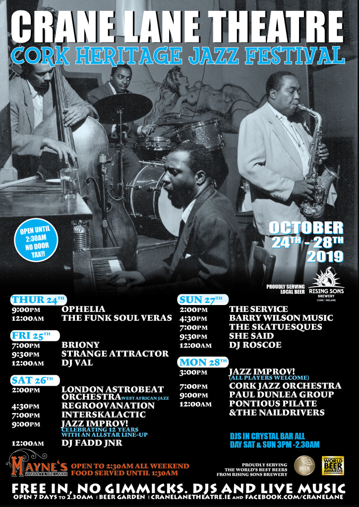 Cork Heritage Jazz Festival 2019 Crane Lane Theatre